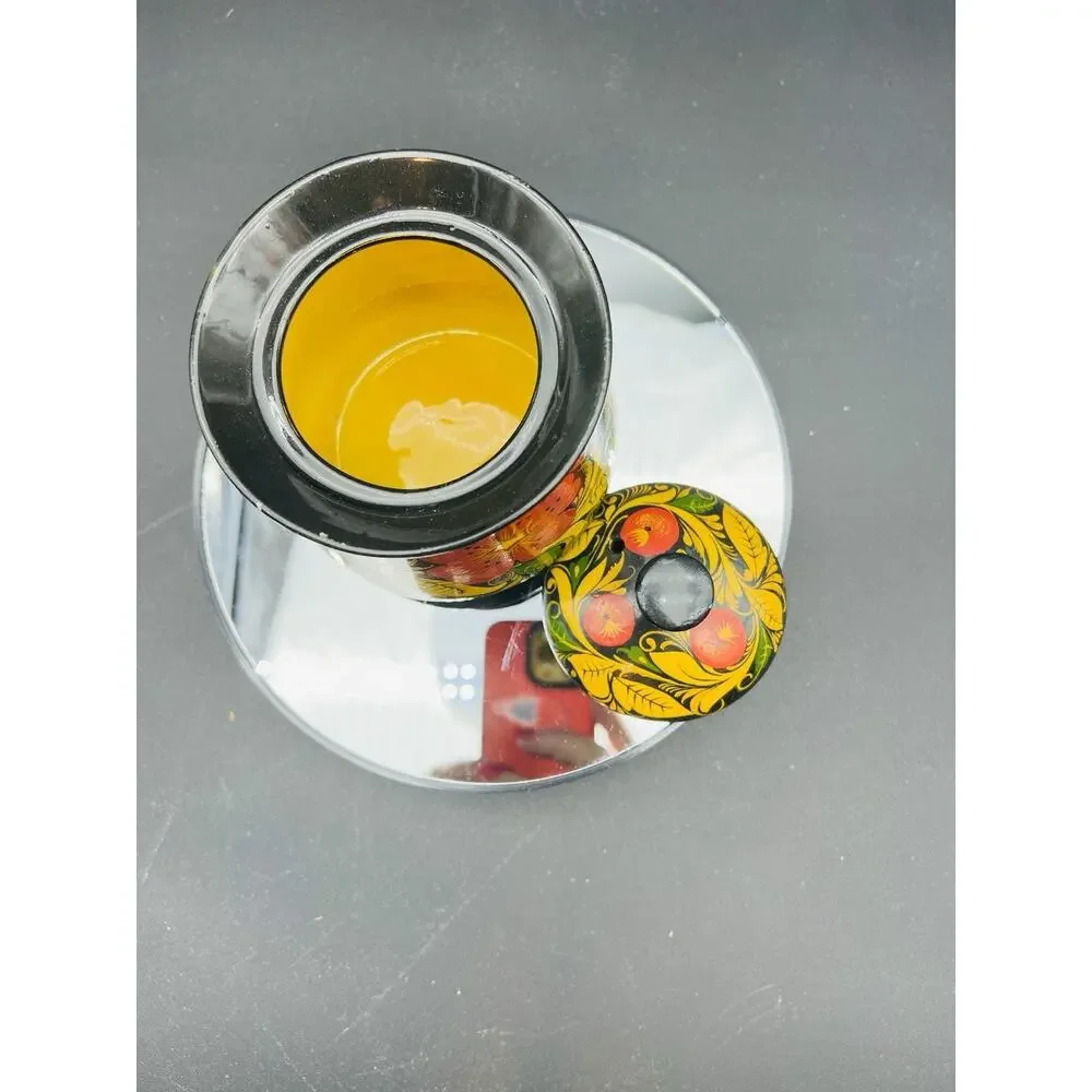 Russian USSR Lacquer Khokhloma Lidded Jar Canister 4